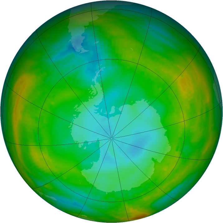 Antarctic ozone map for 22 July 1981